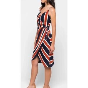Market & Spruce Dress Stitch Fix Annora Faux Wrap Knit Sz Small Navy Terracotta